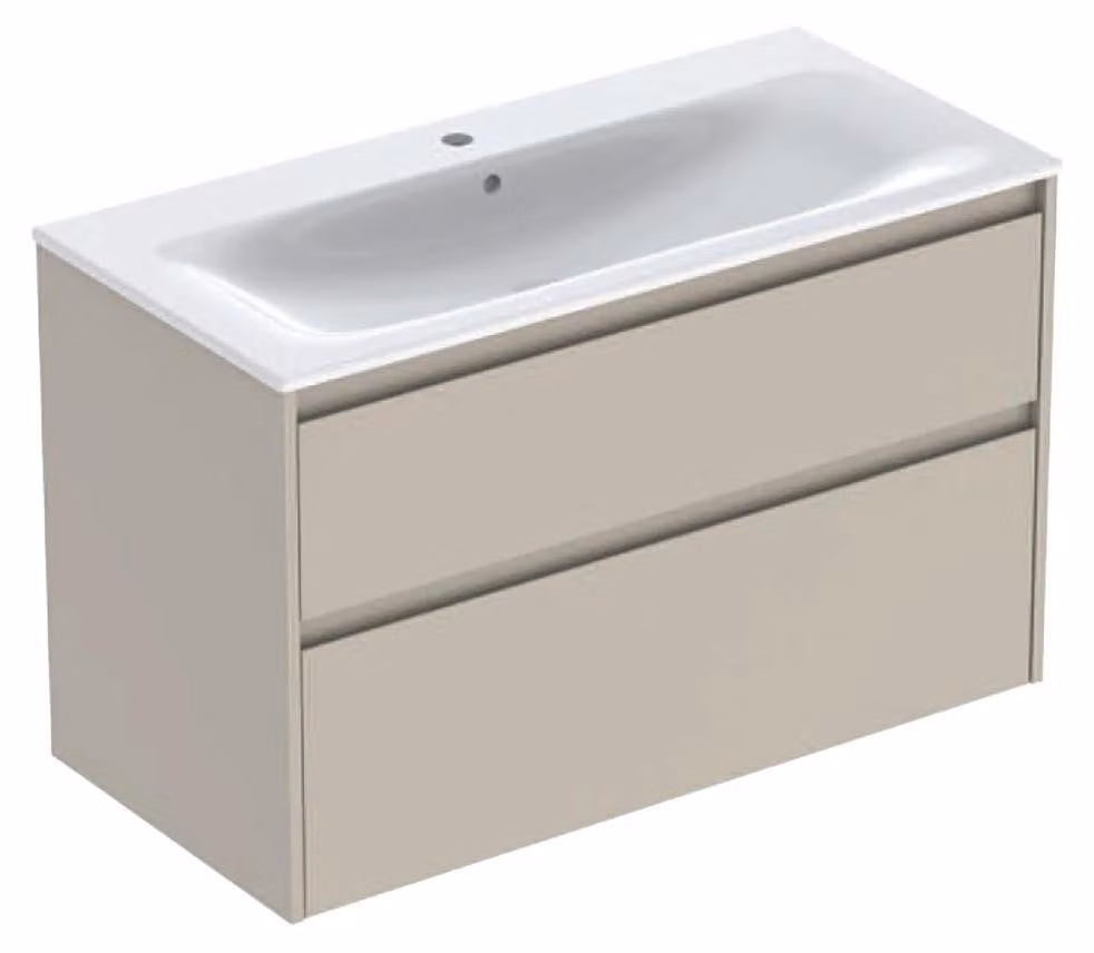 Geberit Renova Plan Ensemble lavabo pour meuble bord étroit, avec meuble sous lavabo, 2 tiroirs, 100x62,1x48cm, 504.041.DB.1, 504.041.DB.1