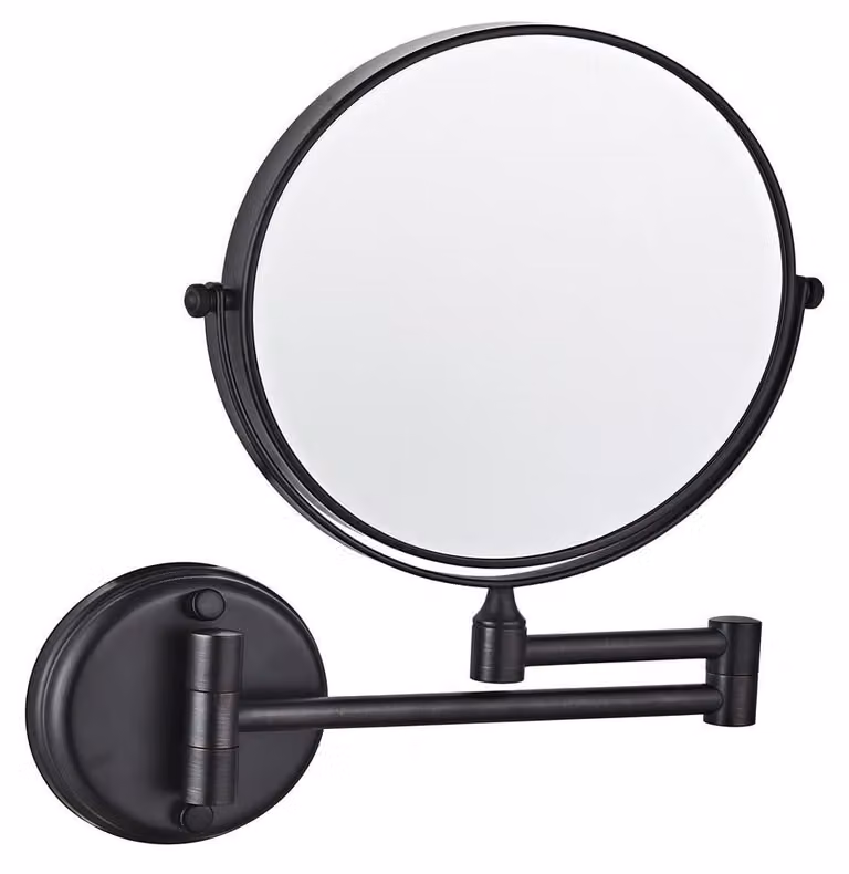Specchio da trucco con ingrandimento 5x - Doppio lato, rotazione a 360° - Colore: nero opaco