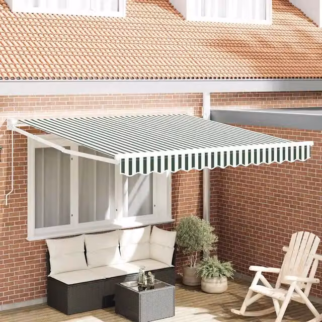 Tenda retrattile Verde e Bianco 350 x 250 cm 3330473