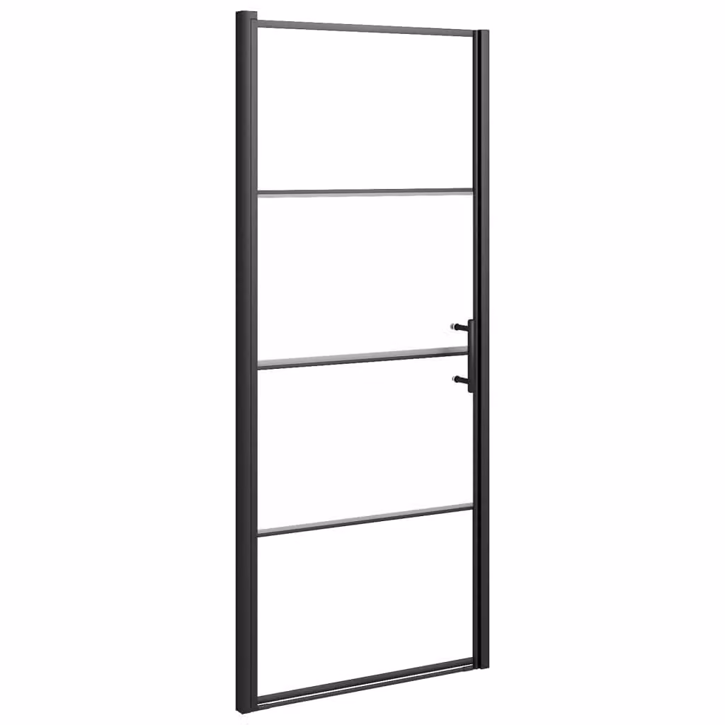 Parete Doccia 91x195 cm Vetro Temperato Semi Smerigliato Nero