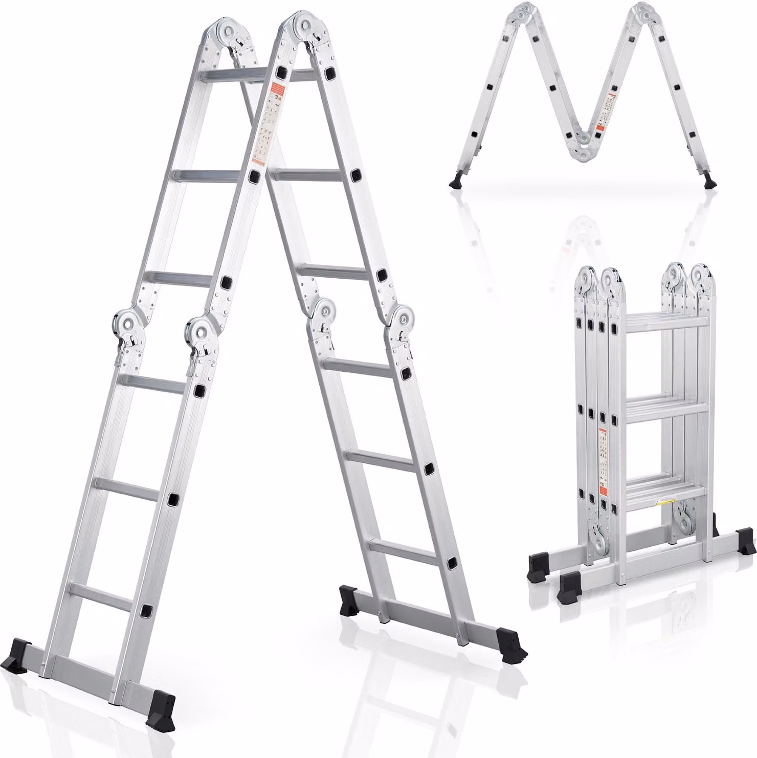 Scala multifunzionale Juskys in alluminio 3,6 m pieghevole - portata fino a 150 kg
