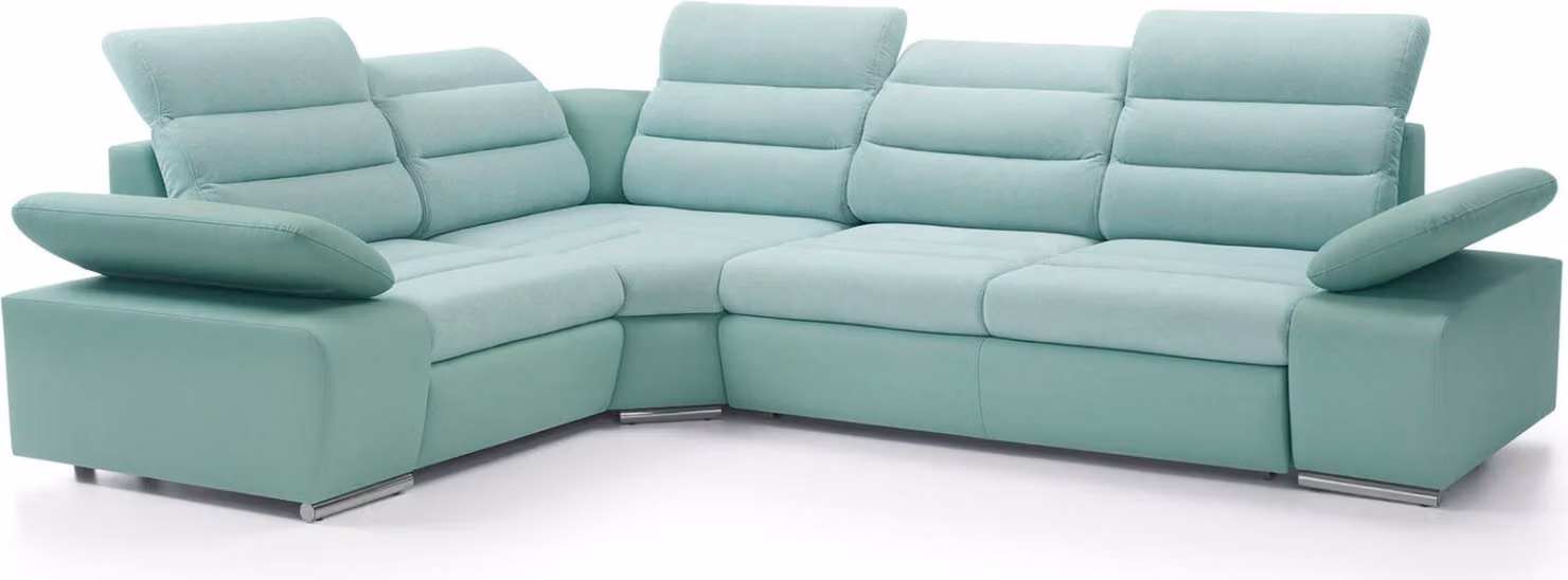 FURNLUX Divano angolare Corfu Verde e Argento 296cm / Colore principale: Verde / Dimensioni: 296 x 100 x 225 cm