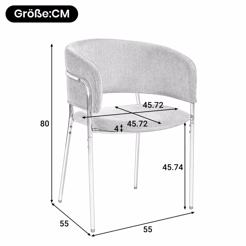 Set di 2 sedie da pranzo MIVRAY in velluto a coste beige con gambe in metallo e legno per cucina e sala da pranzo – 2