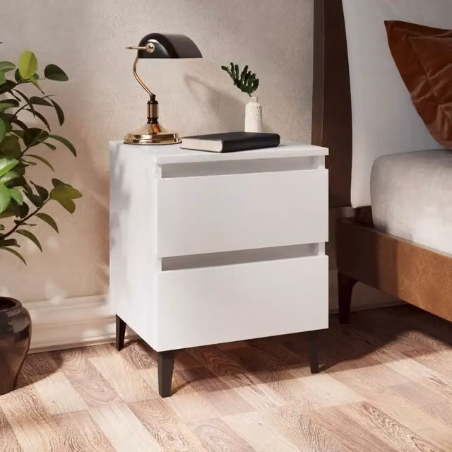 Comodini 2 pz-Set di 2 Tavolino da notte Bianco 40x35x50 cm in Legno Multistrato