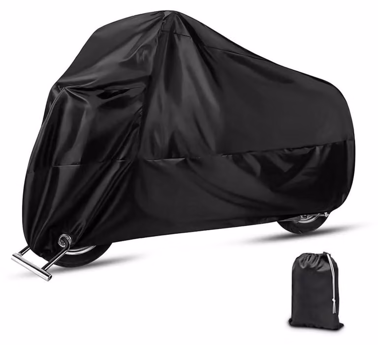 Copertura universale per motociclette, telo impermeabile in poliestere, dimensioni 265x105x125 cm, adatta per uso esterno, con protezione UV