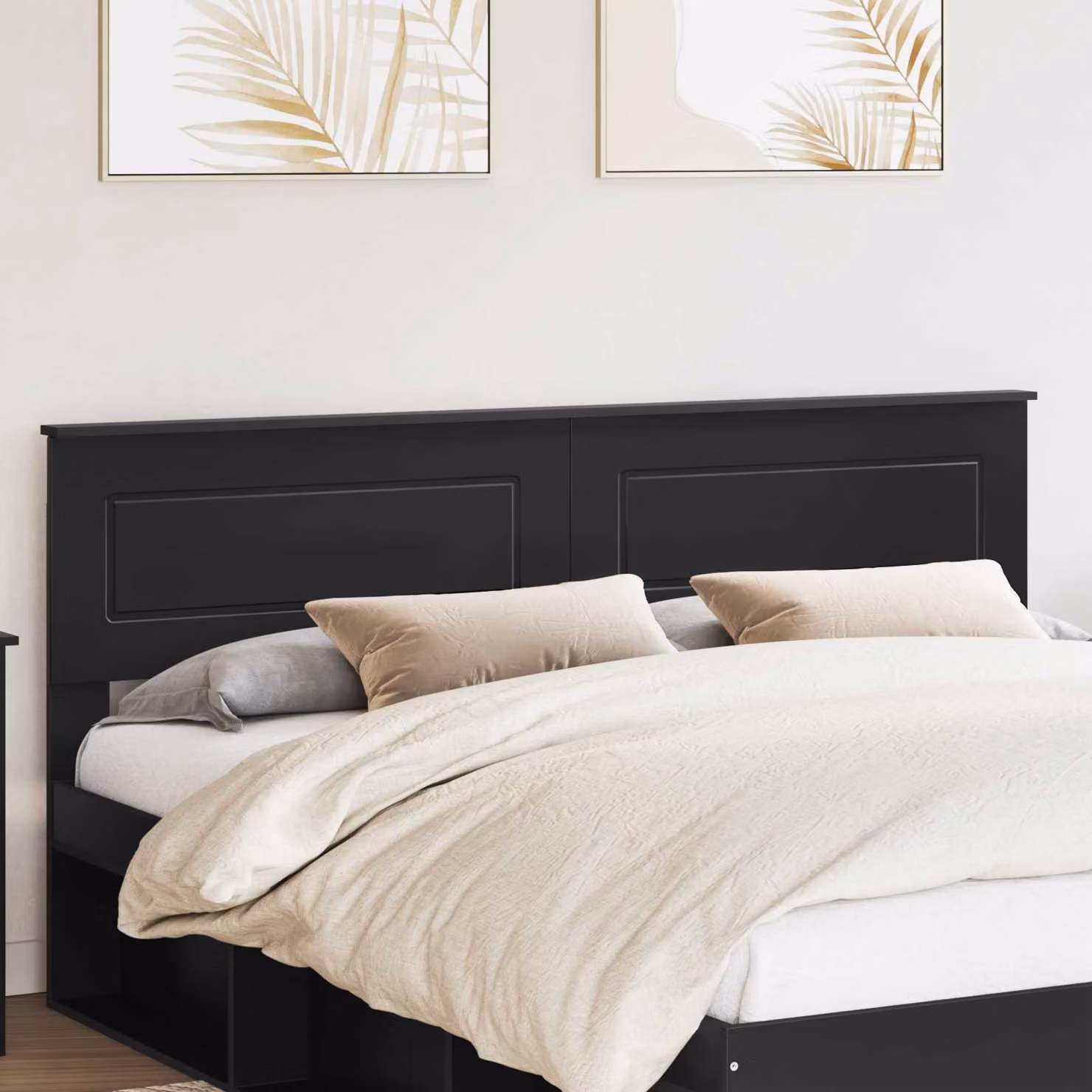 Testiera per letto moderna vidaXL in legno ingegnerizzato rovere nero L: 183 cm, H: 90 cm, P: 12,5 cm