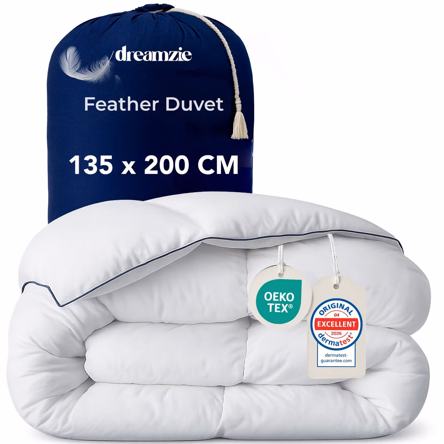 Coperta in piumino e piume, 135x200 cm, 450 g/m², imbottitura in piumino e piume, certificata