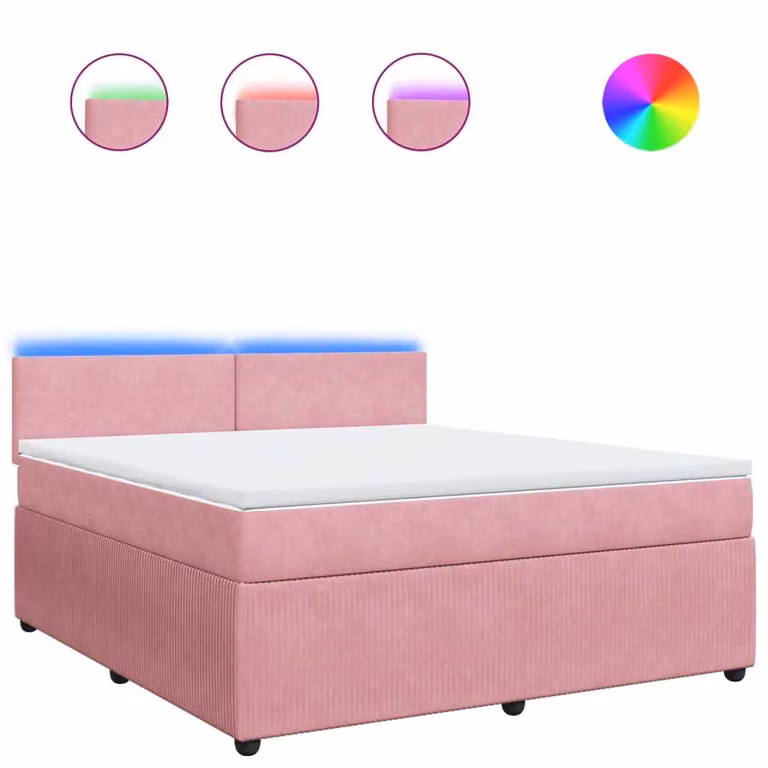 Giroletto a Molle con Materasso Rosa 180x200 cm in Velluto