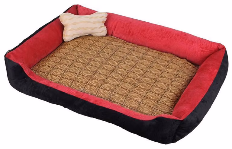 Cuccia per cani con bordo, lavabile, antiscivolo, taglia L, colore rosso e nero