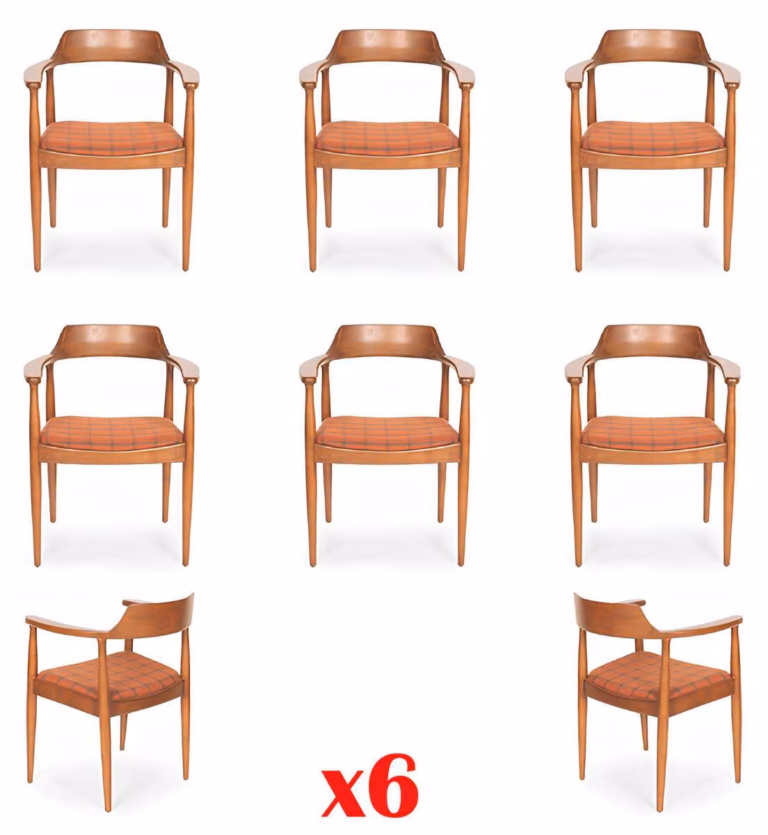 Set 6x Stuh Luxus Design Polster Massiv Holz Stühle Sitz Büro Office Esszimmer