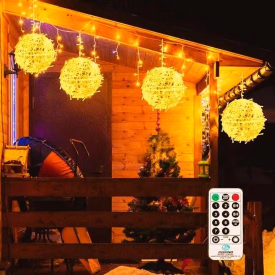 Cavo di Illuminazione LED per Esterno - 4 pezzi da 20 cm - 8 modi - IP65 impermeabile - Comando a distanza - Fermo - Ideale per Ramadan - Eid - Matrimoni e decorazione all'aperto