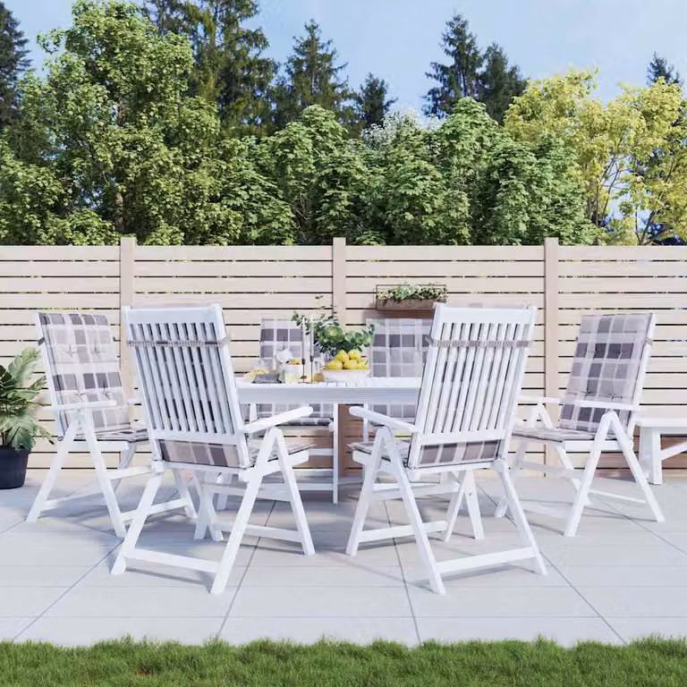 Set di 6 cuscini per sedie vidaXL in tessuto grigio multicolore, impermeabili e resistenti ai raggi UV, L: 120 cm, P: 50 cm, H: 3 cm