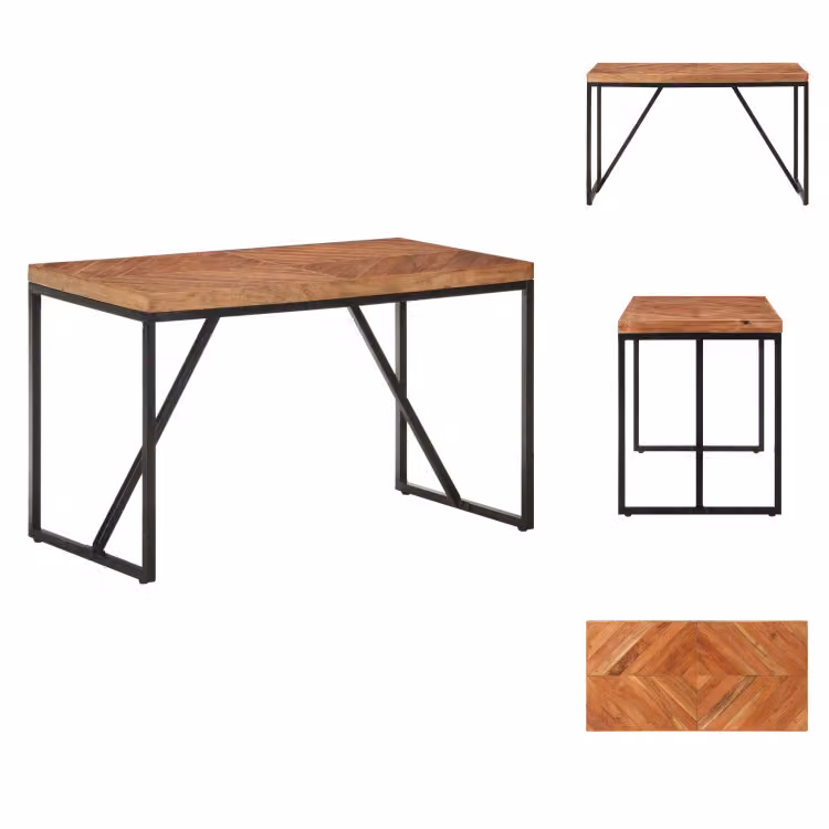vidaXL Tavolo da pranzo 120x60x76 cm in legno massiccio di acacia e mango - Tavoli da pranzo