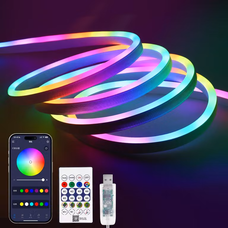 Striscia LED da 5 metri, RGB, con chip di controllo - Striscia LED USB impermeabile - Colori dinamici con sincronizzazione musicale