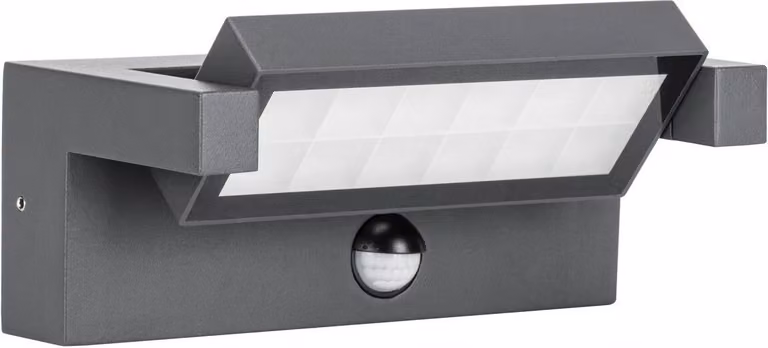 Lampada da parete esterna con sensore di movimento, orientabile, a LED, 21W, color grigio scuro, grado di protezione IP65, modello SU-MA RN20-KPIR
