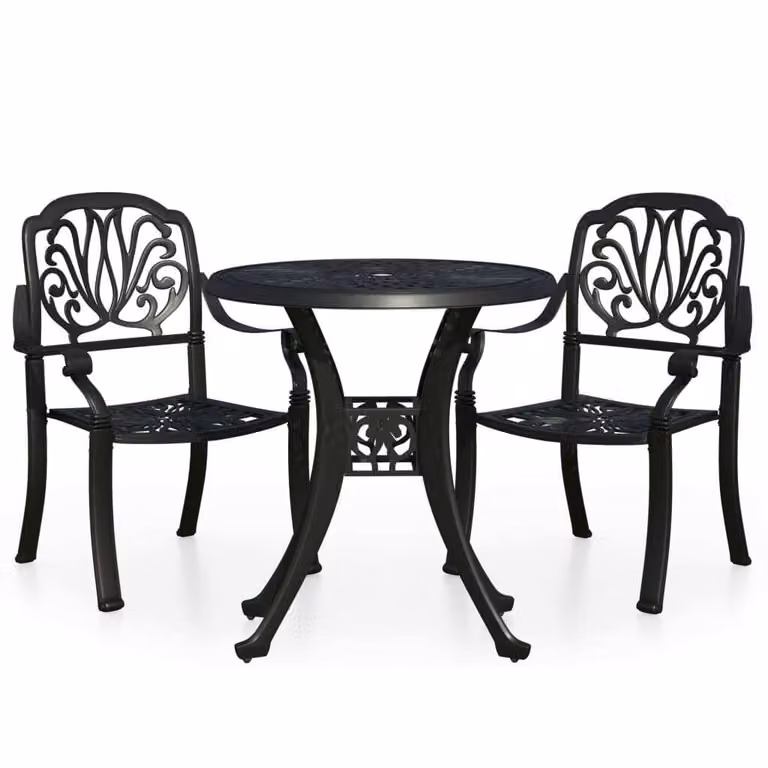 Set da Bistrot 3 pz in Alluminio Pressofuso Nero