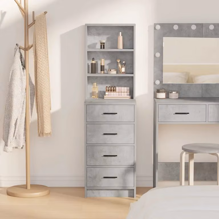 Credenza moderna vidaXL in legno ingegnerizzato MDF, colore grigio cemento, L 40 cm x P 41 cm x H 135 cm