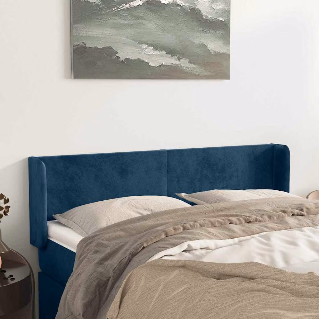 Testiera ad orecchio vidaXL in velluto blu scuro L: 147 cm, P: 16 cm, H: 78-88 cm