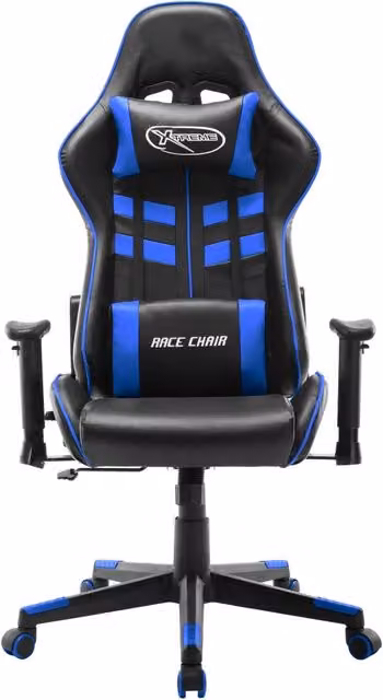 Sedia da Gaming Blu e Nera in Similpelle con Poggiatesta e Braccioli regolabili – 1
