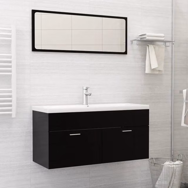 Lavabo da Incasso-Lavandino-Lavello con Rubinetto 101x39x18 cm in Ceramica Bianco
