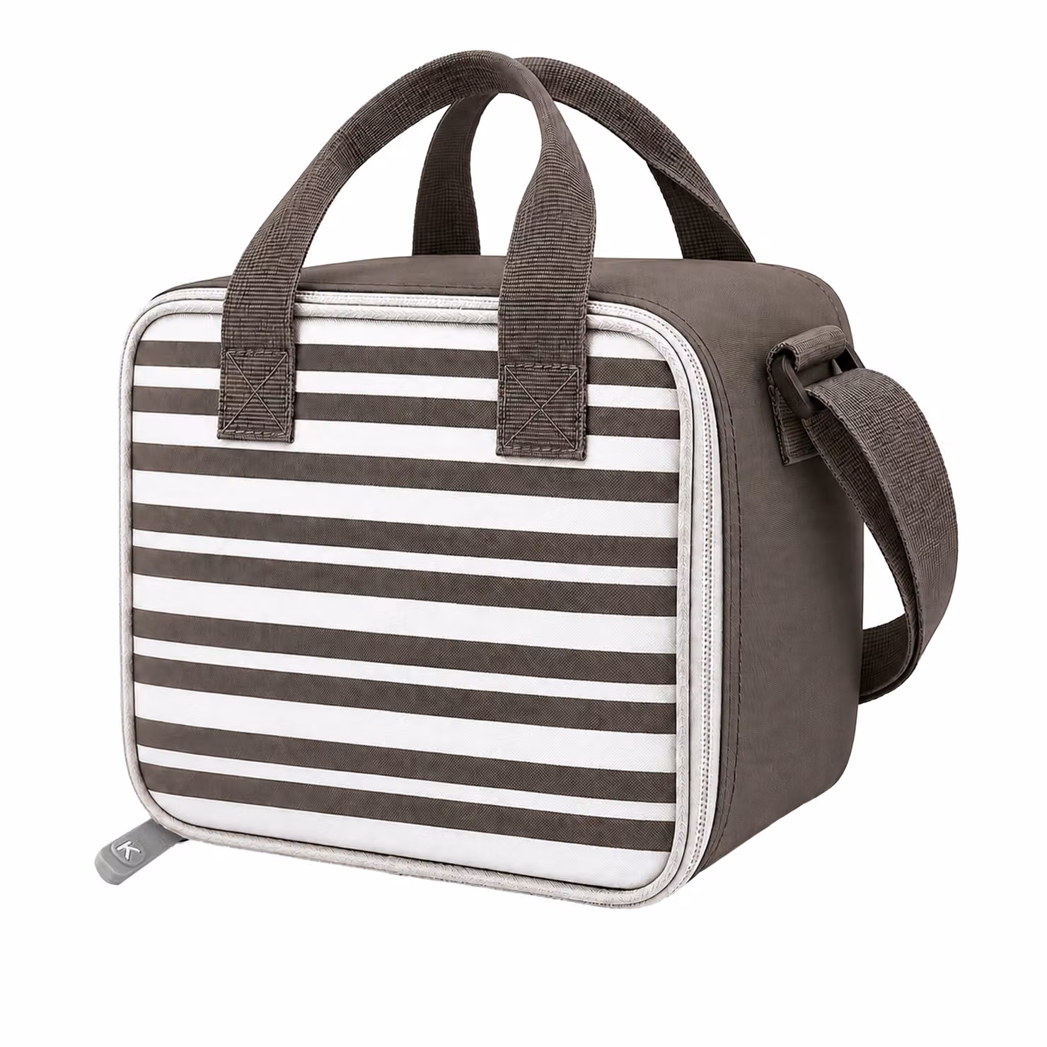 Borsa termica Keeeper da 8 L con tracolla e manici a righe marrone – 2