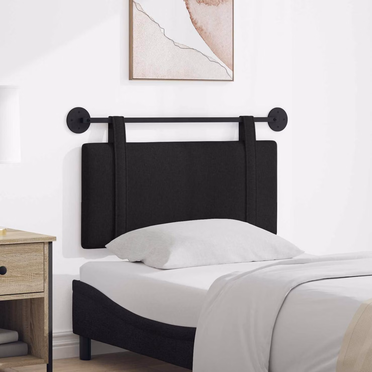 Testiera sospesa moderna vidaXL in tessuto nero con pannello imbottito in MDF