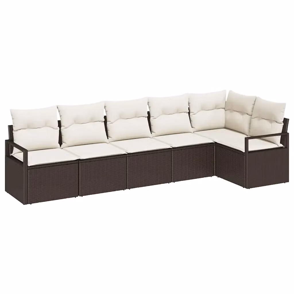 Set di divani da giardino vidaXL in rattan marrone con cuscini e struttura in acciaio resistente ai raggi UV – 2