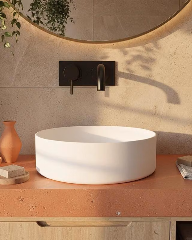 Lavabo 36 cm da appoggio Torino solid surface bianco opaco