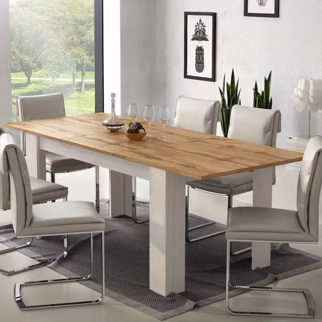 Tavolo allungabile moderno Campora bianco L 220 x P 90 x H 75 cm
