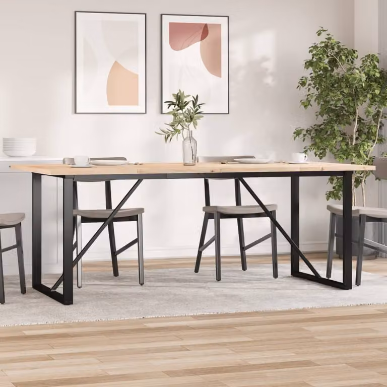 Maison Exclusive - Tavolo da pranzo con base a O 200x100x75,5 cm in legno massello di pino e acciaio