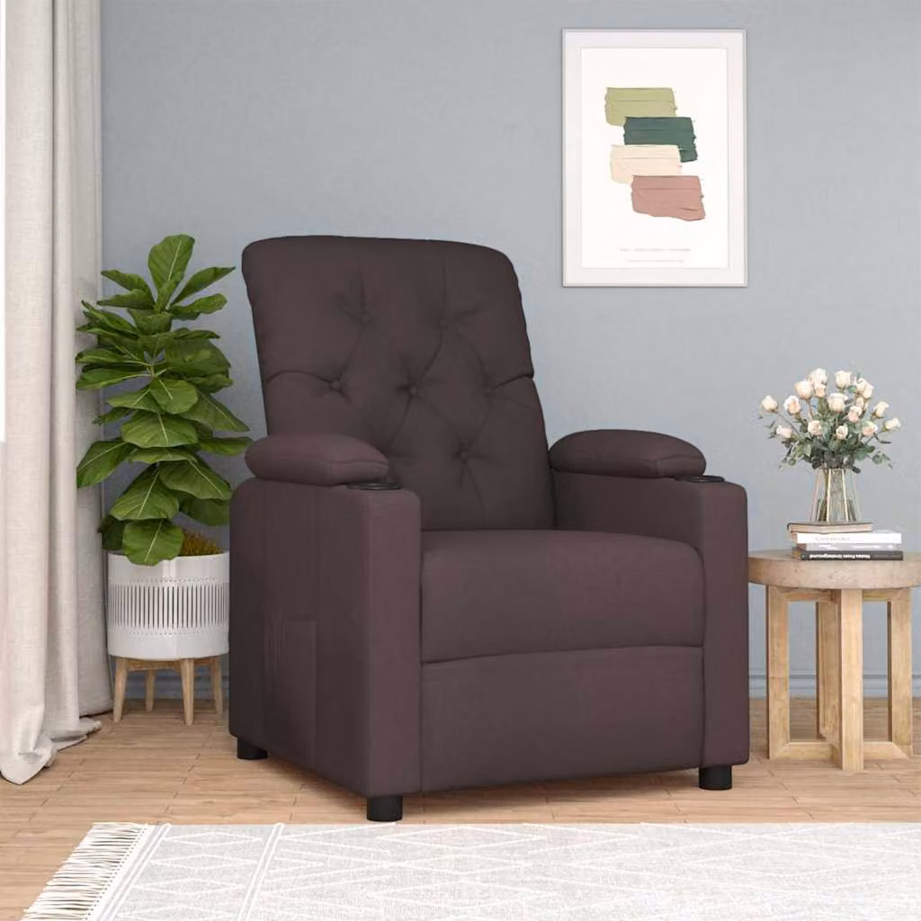 vidaXL Poltrona Reclinabile Moderna in Tessuto Marrone con Braccioli – 1