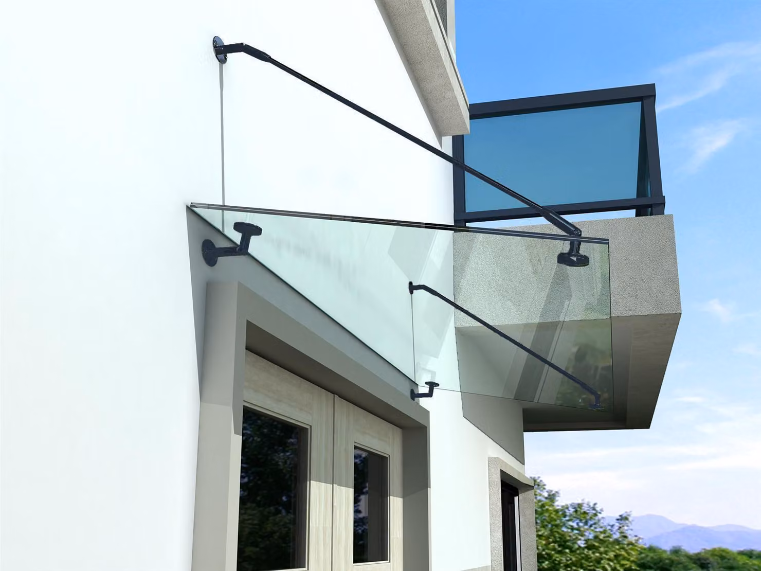 Glaswerk Westfalen - (STR) Tetto in vetro trasparente 130x90 cm con supporto in RAL 7016