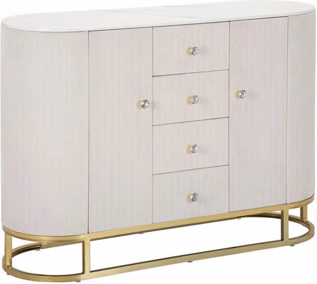 Mobile da sala da pranzo Mauro Ferretti Glamour beige e oro L 120 cm x P 40 cm x H 85 cm