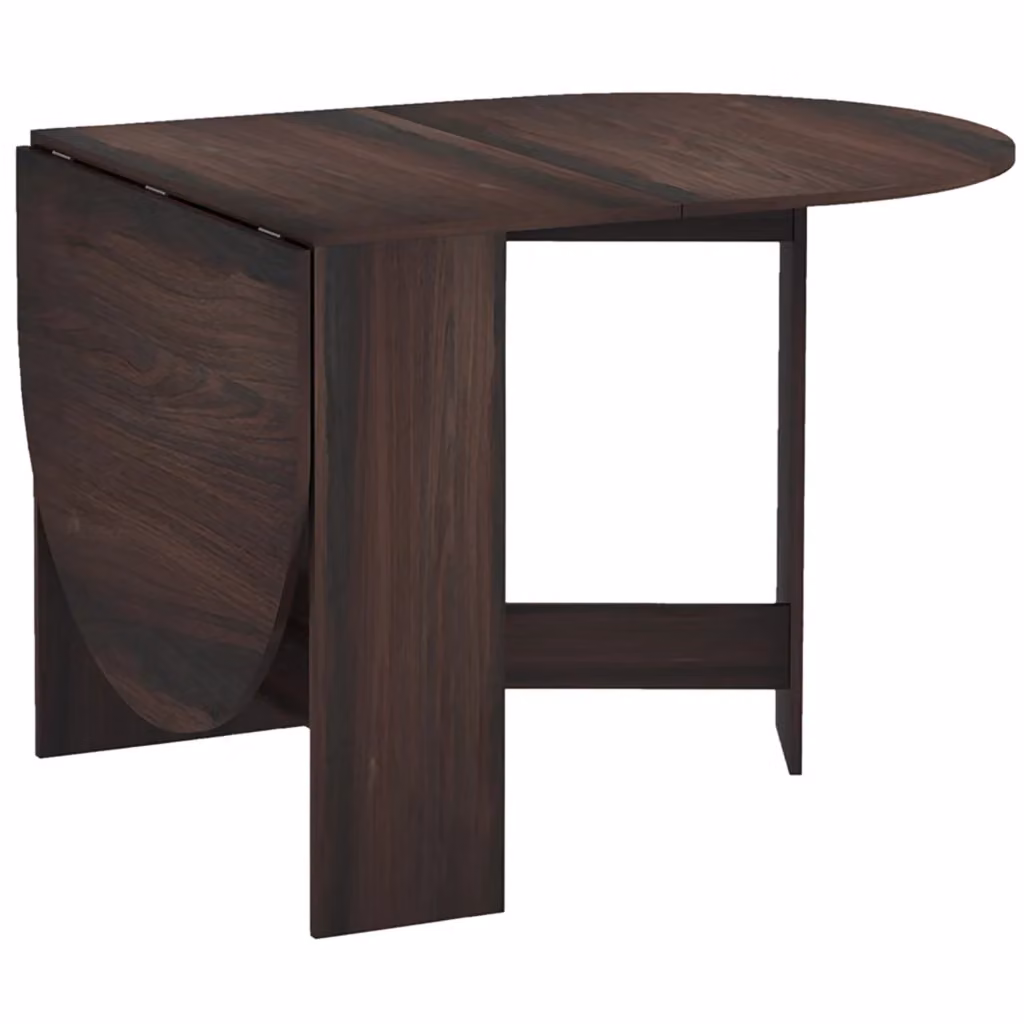 Tavolo Pieghevole Minimal con Ribalte Ovali in Legno Marrone L/P/H: 120 x 80 x 75 cm – 2