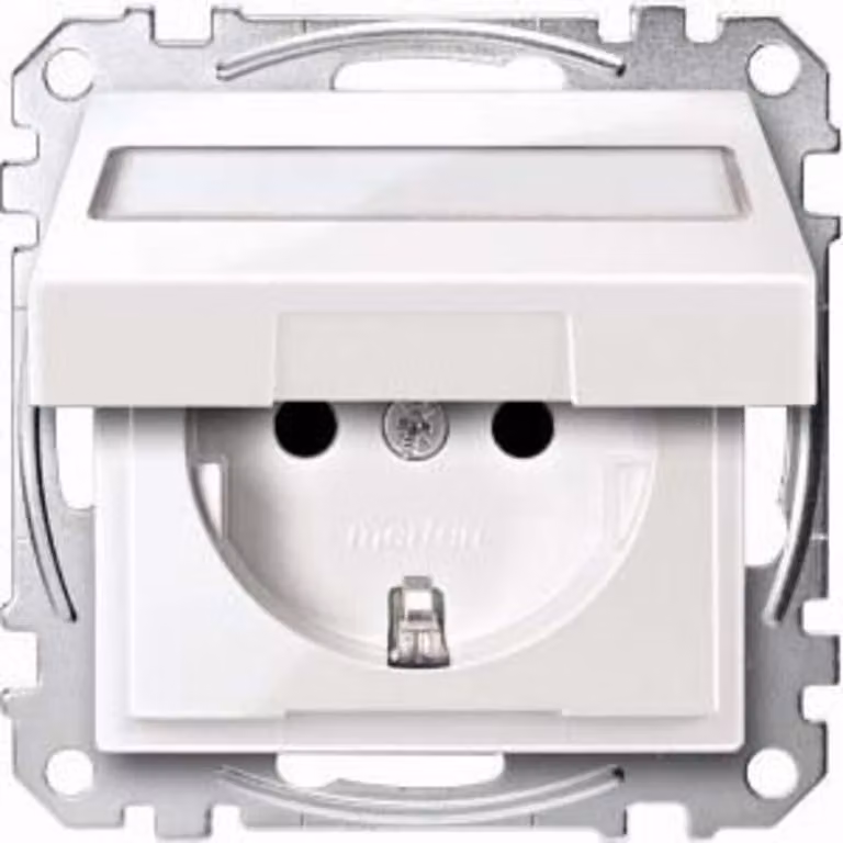 Presa SCHUKO con coperchio ribaltabile, interruttore per luce e scrittura, BRS, StK, polarizzata lucida, Sys.M