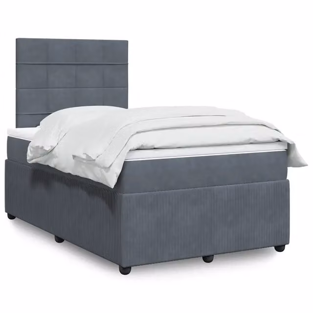 Letto Ibrido con Materasso in Velluto Grigio e Bianco vidaXL L/P: 120 x 200 cm