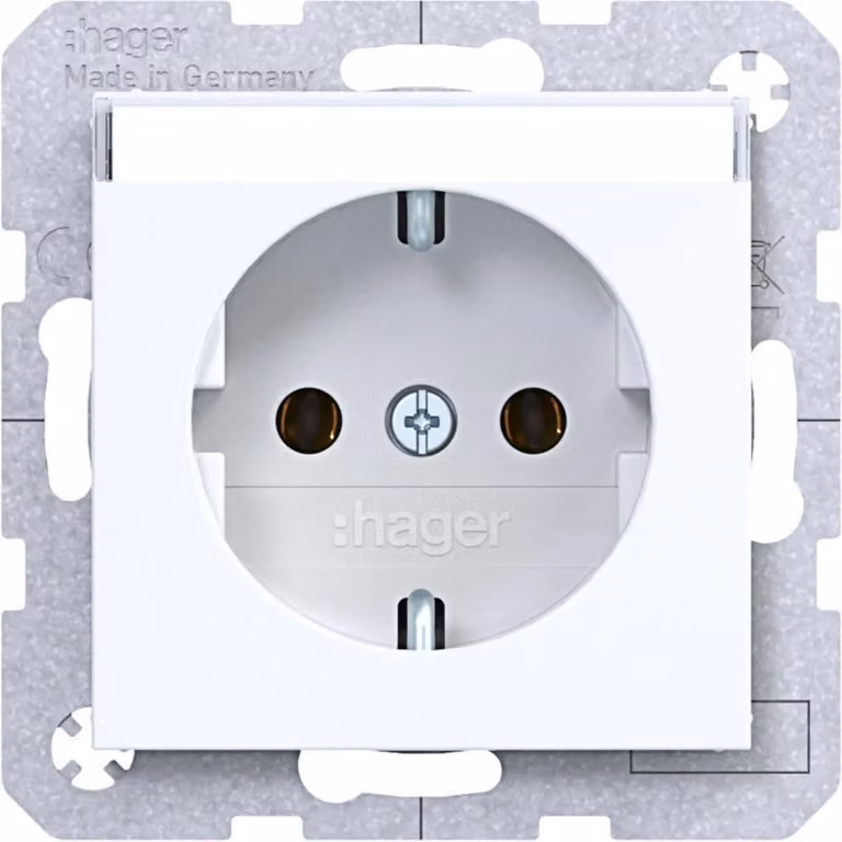 Presa Hager con targhetta WAS1101WG A.x/C.x bianco lucido