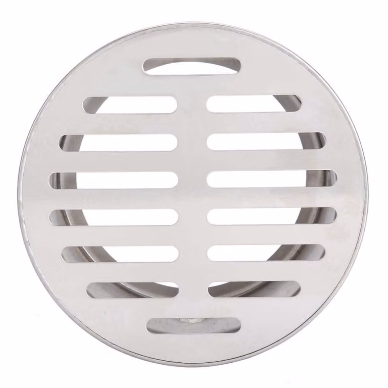Scarico a pavimento in acciaio inossidabile - Scarico esterno - Scarico per doccia - Griglia di scarico - Bocca piatta da 110 mm - Dimensioni: 12,8 x 10 cm - Scarico per balcone