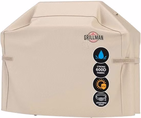 Copertura impermeabile regolabile per grill a gas GrillMan in PVC, Marrone/Beige, L 183 x P 66 x H 130 cm