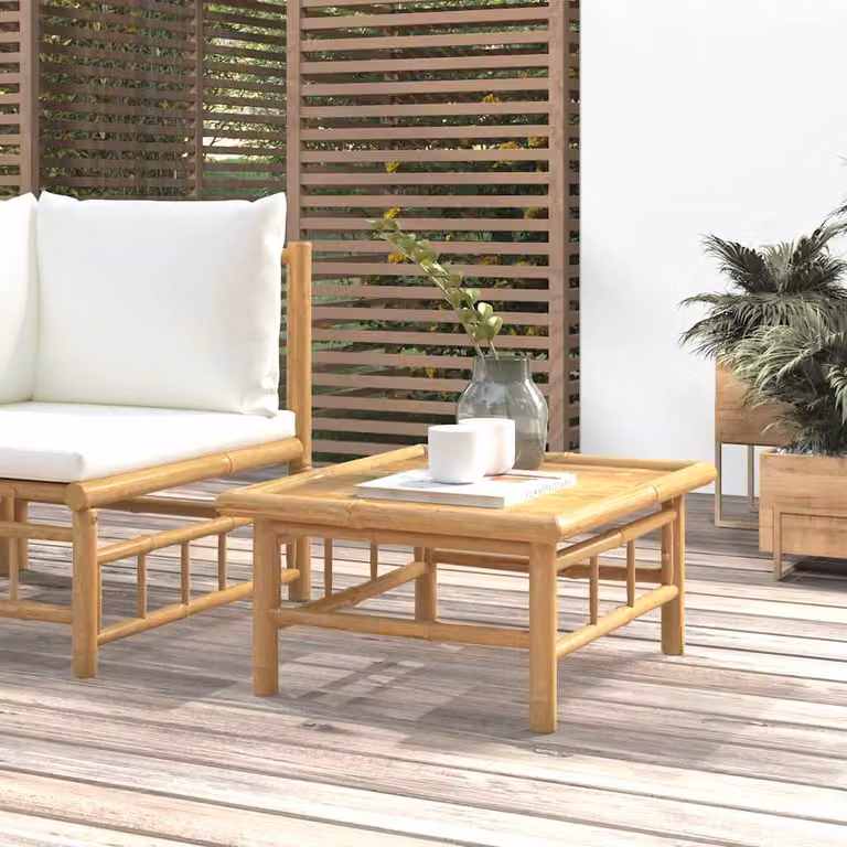 vidaXL Tavolo da giardino moderno in bambù marrone L: 65 cm, P: 55 cm, H: 30 cm