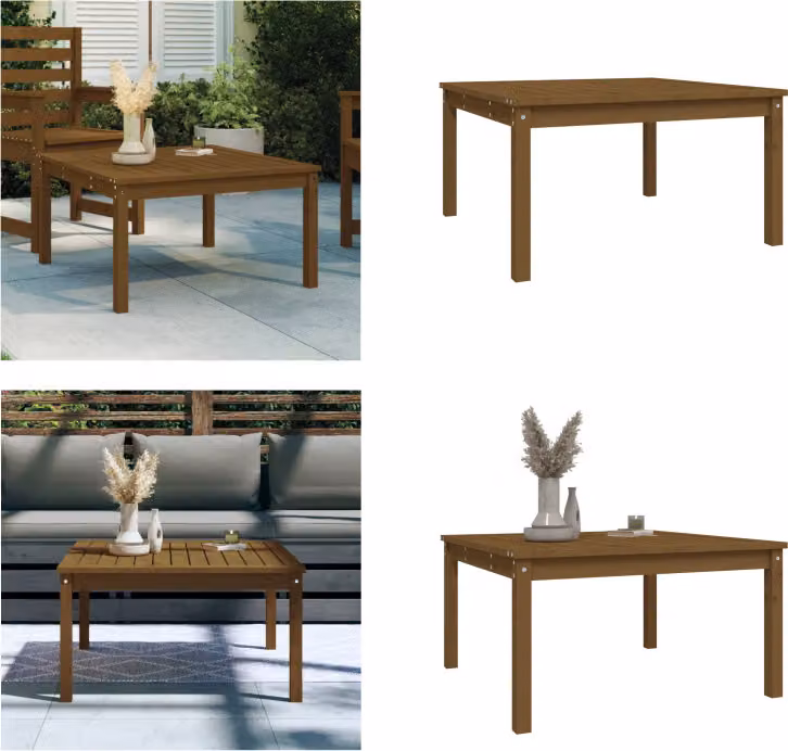 vidaXL Tavolo da giardino marrone miele 82,5x82,5x45 cm in legno di pino massiccio - Tavolo da giardino - Tavoli da giardino - Tavolo da patio - Tavolo da esterno