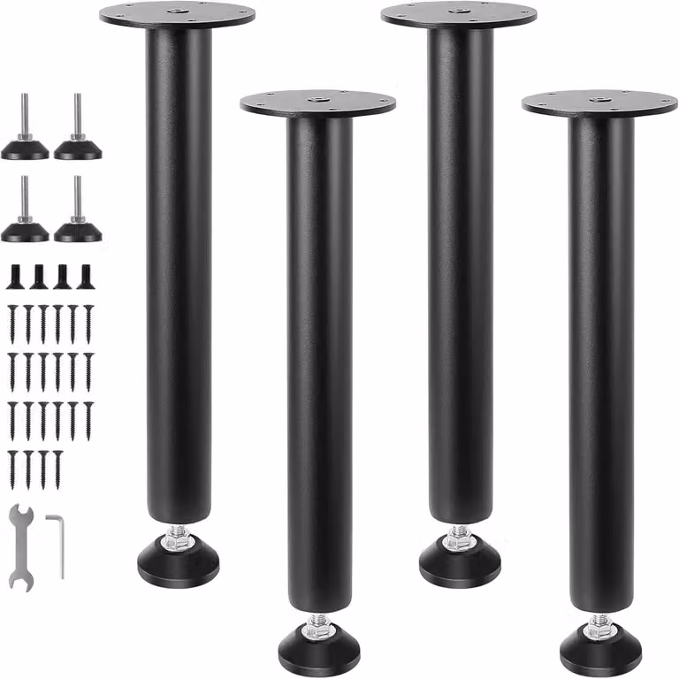 Gambe per tavolo - Set di 4 gambe regolabili in altezza per scrivania standing - Altezza 76 cm - Struttura in metallo - Elevata capacità di carico - Adatte per scrivanie e tavoli da lavoro