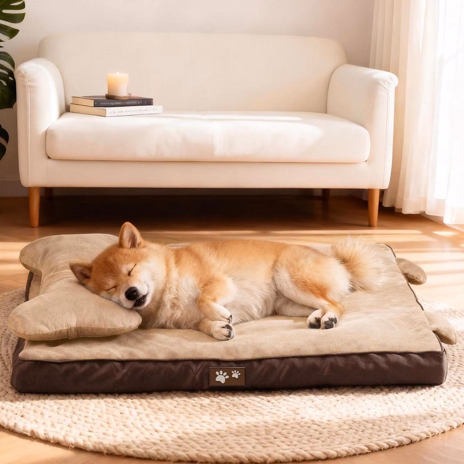 Cuccia ortopedica per cani, con memory foam, rivestimento lavabile, impermeabile, cuscino removibile, antiscivolo, colore marrone, taglia M