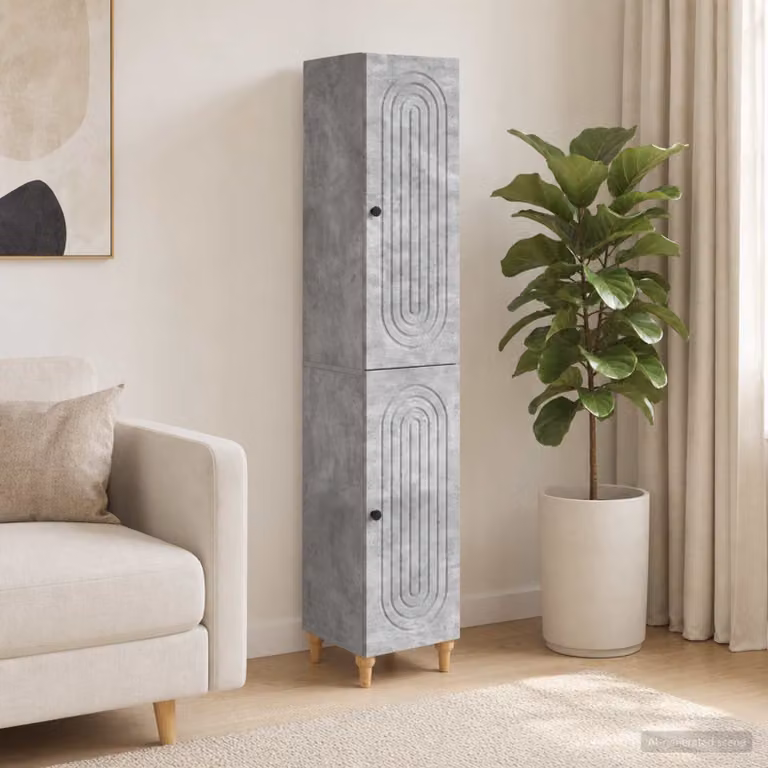 Set di 2 armadi moderni vidaXL in legno MDF grigio opaco con illuminazione LED integrata