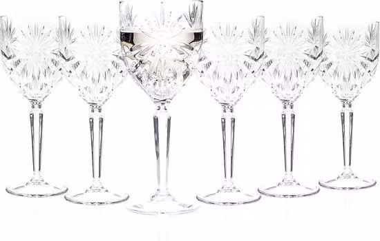 Set di 6 bicchieri da vino RCR in cristallo trasparente con design geometrico, lavabili in lavastoviglie