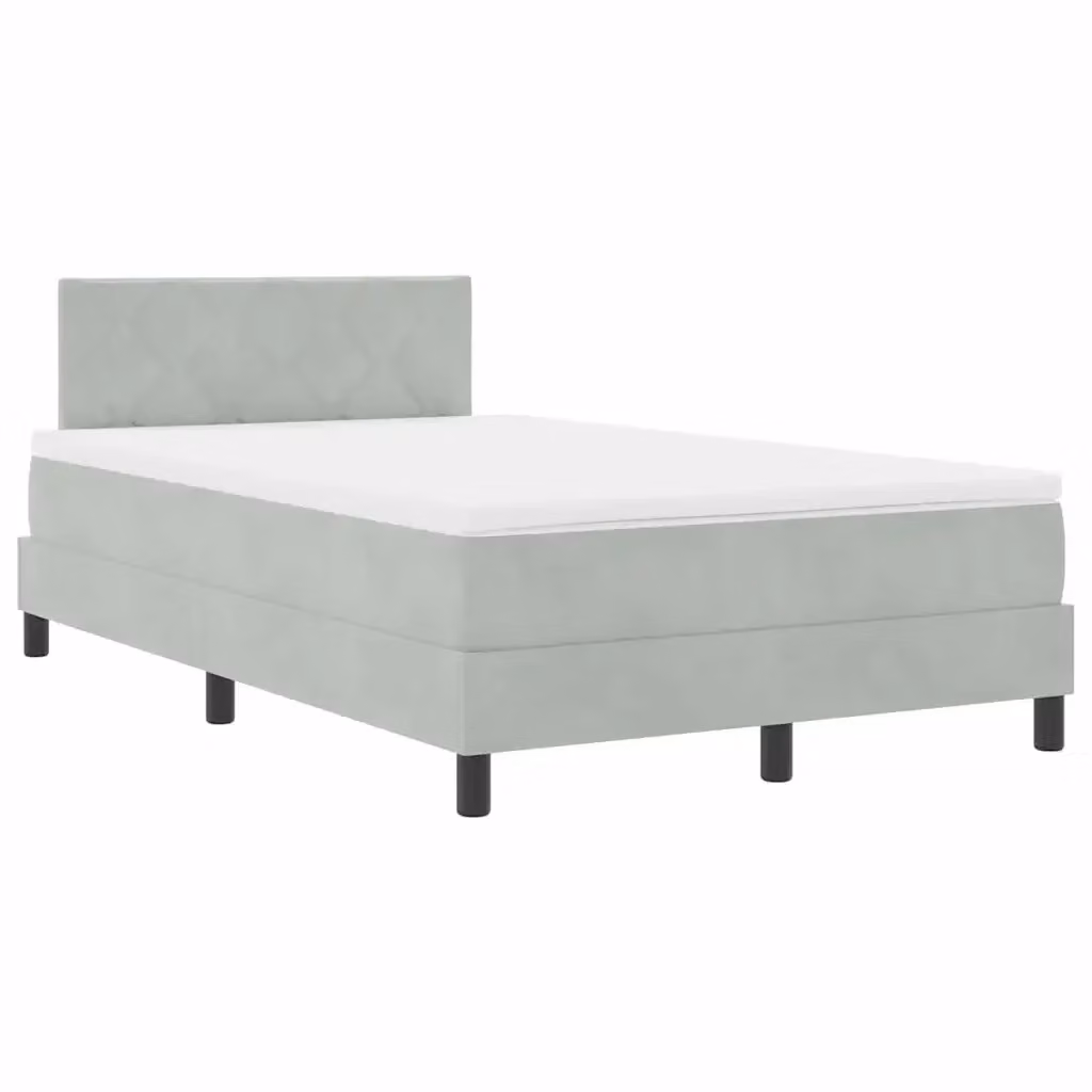 Letto a molla con illuminazione LED vidaXL in velluto grigio, L/P/H: 120 x 200 x 280 cm – 2