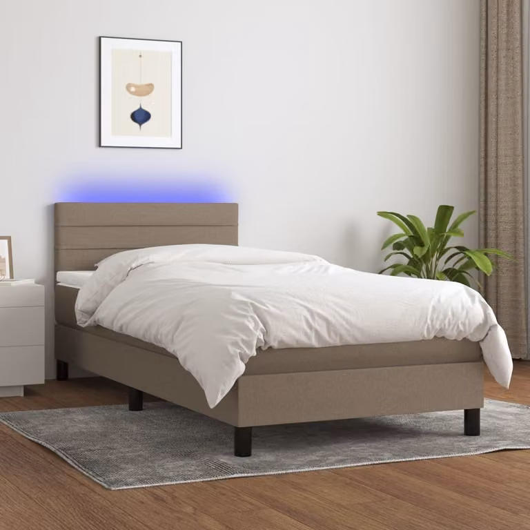 Maison Exclusive - Letto a Molle con Materasso e LED Tortora 90x190 cm in Tessuto