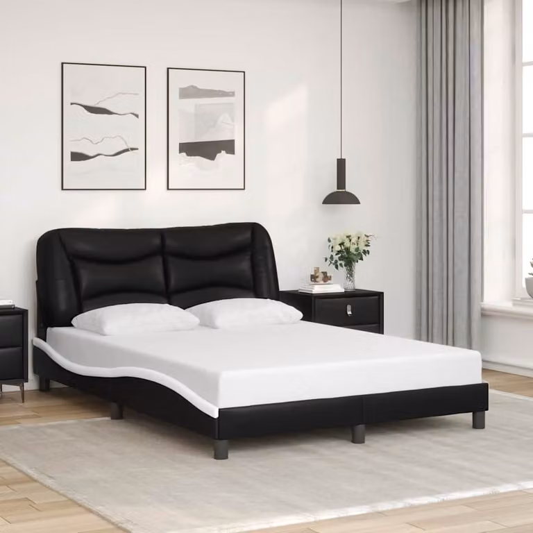 Giroletto senza materasso Hvar vidaXL in similpelle nero e bianco L/P/H: 200 x 120 x 74,5 cm