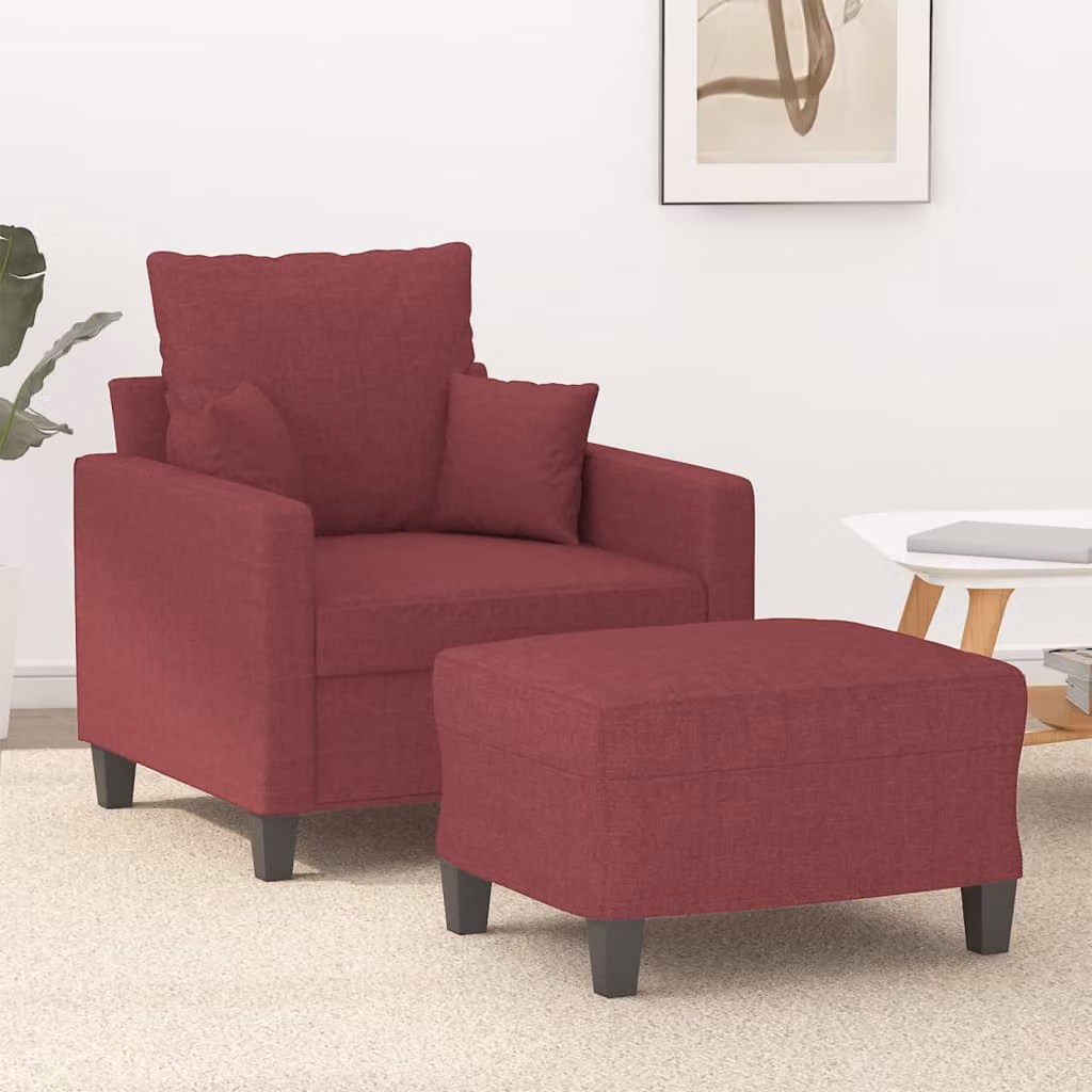 Poltrona relax con poggiapiedi vidaXL in tessuto rosso con braccioli e struttura moderna