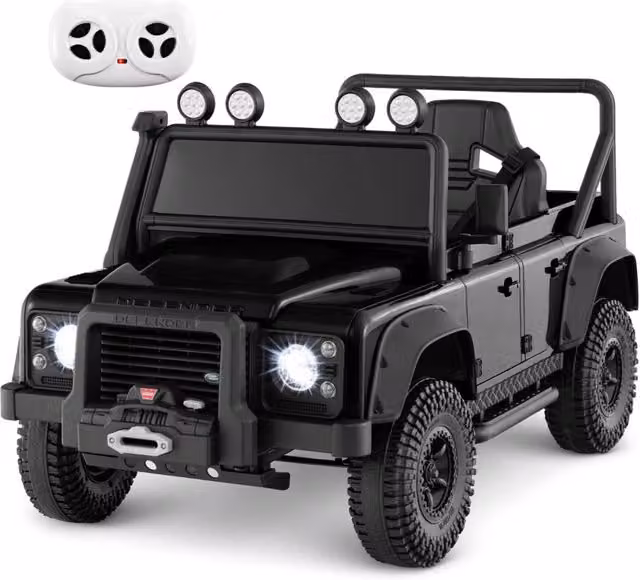 Auto elettrica per bambini 12V con telecomando per genitori, Macchina giocattolo land rover con licenza Nero-Macchinine giocattoli